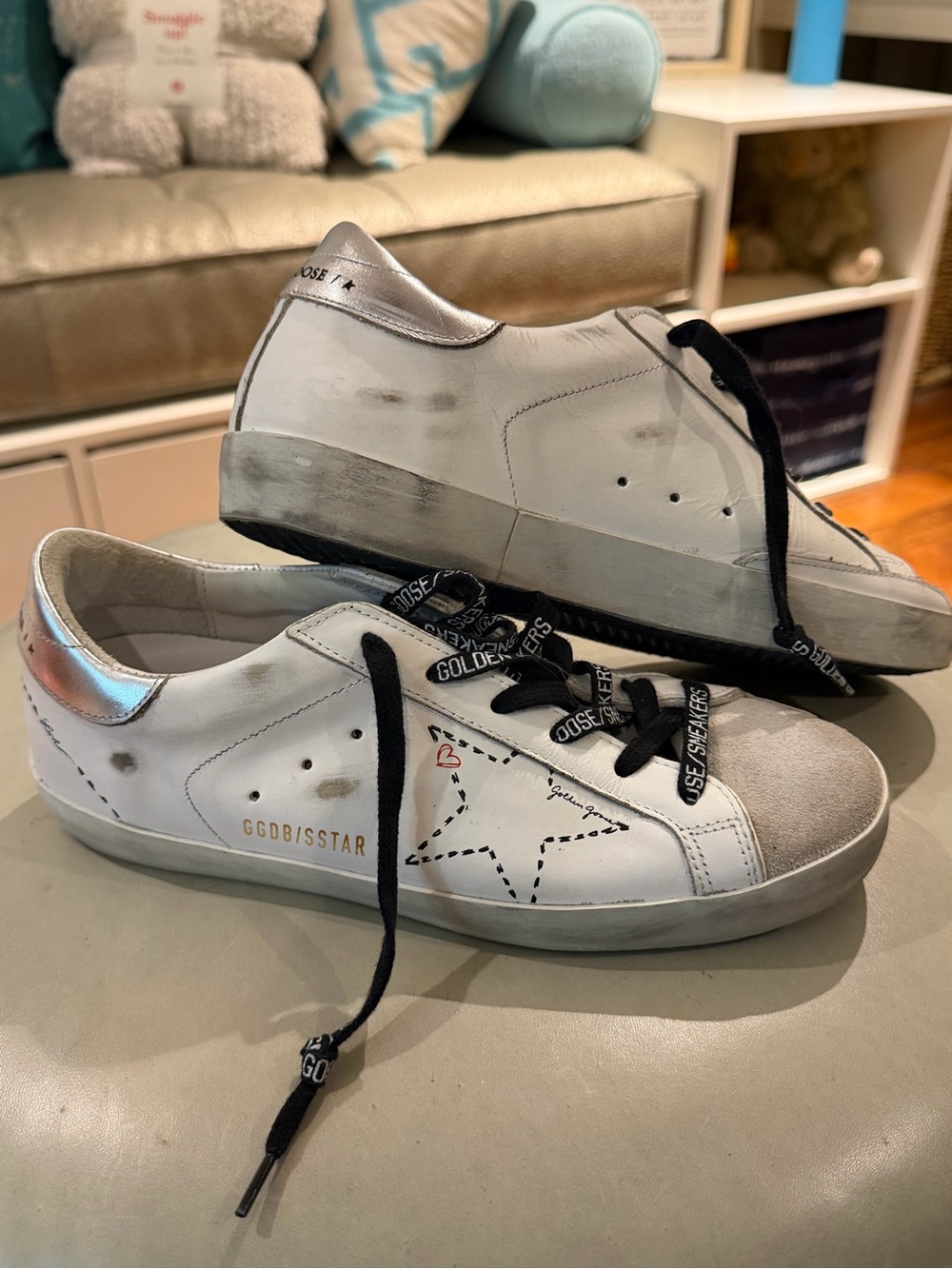 Golden Goose Super-Star White Silver Leather Sneakers EU 39 US 8